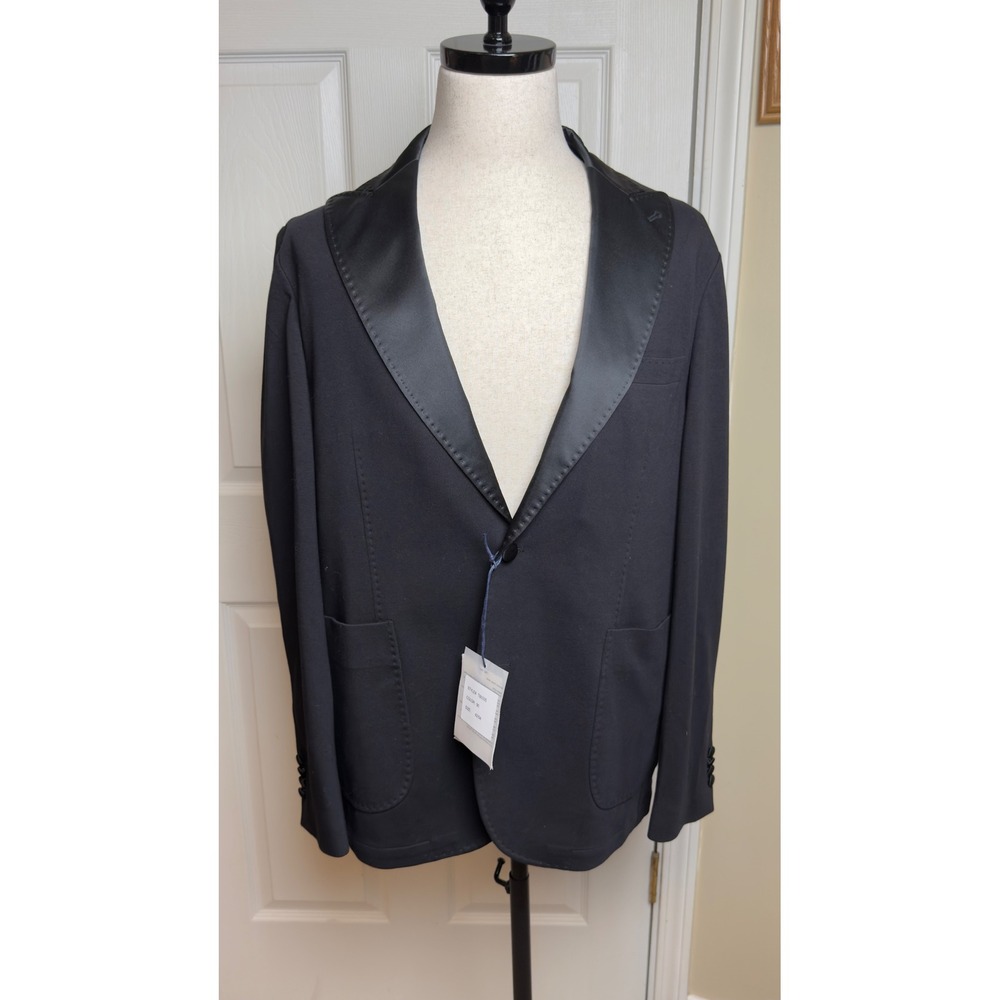 Richard Choi The One Mens Black Cotton Tuxedo Blazer‎ Satin Peak Lapel TB0335 42
